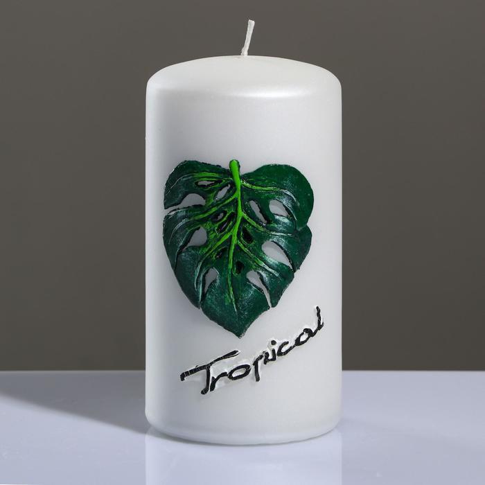 фото Свеча - цилиндр tropical, 7×13 см, жемчужный белый trend decor candle