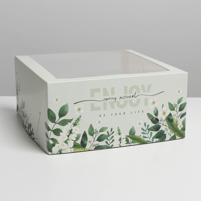 

Коробка для торта с окном «Mint» 23 х 23 х 11 см, Коллекция упаковки "Нежные цветы"
