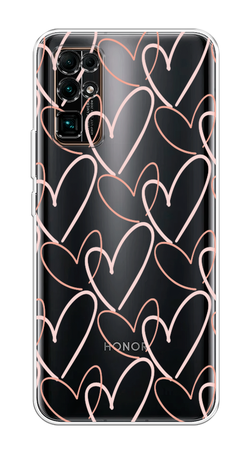 

Чехол на Honor 30 "Узор из сердечек", Розовый;бежевый, 612150-6
