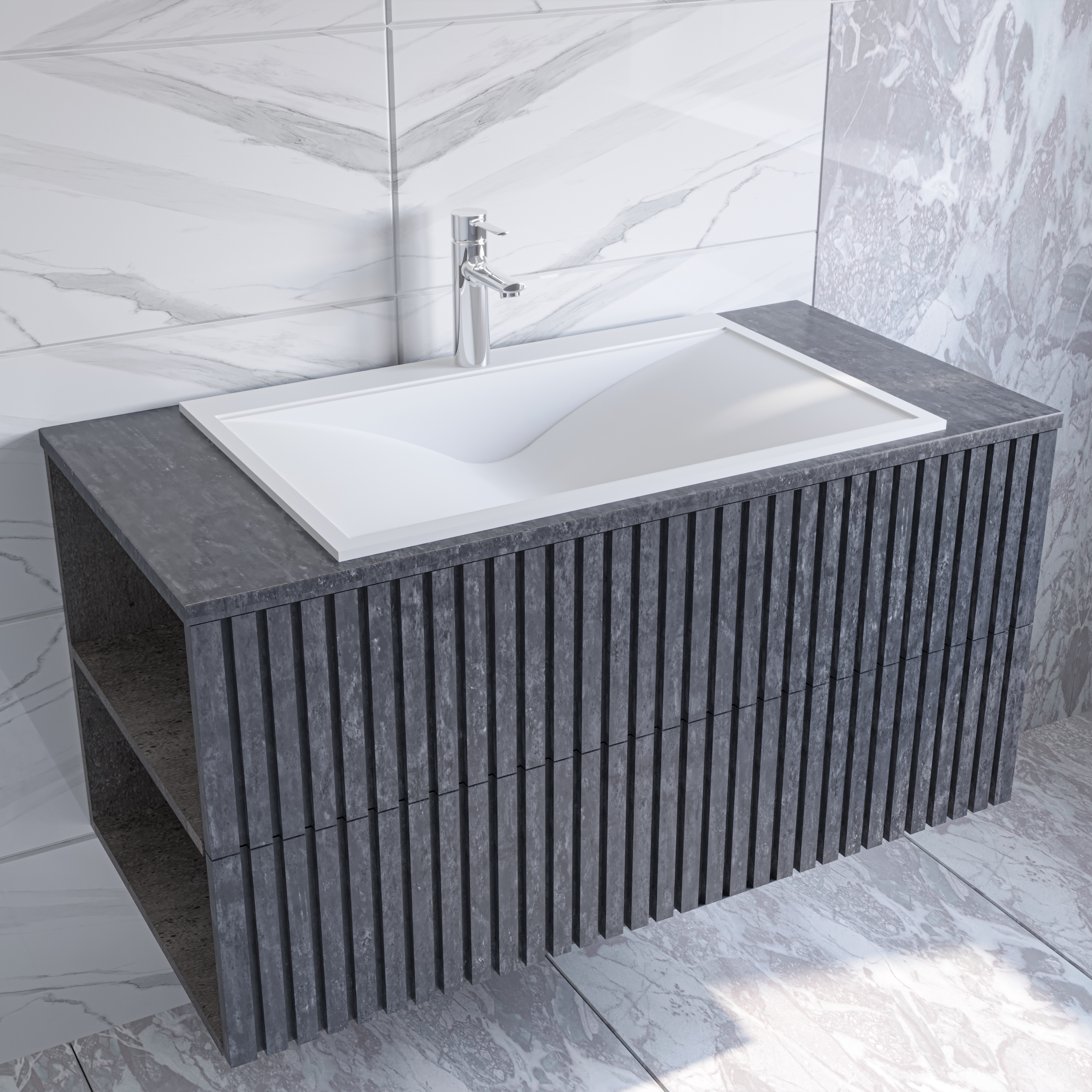 

Stella Polar Тумба с раковиной Stella Polar Дэрри 100 бетон/цемент