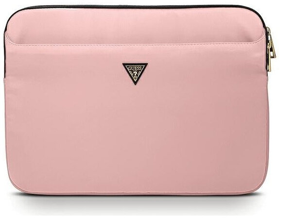 фото Чехол для ноутбука женский guess nylon with triangle metal logo pink