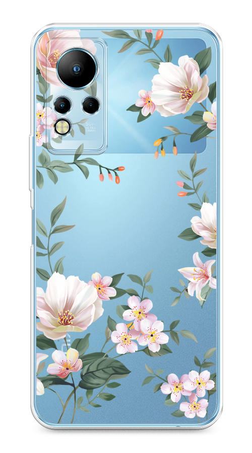 

Чехол на Infinix Note 11/12 G88 "Beautiful white flowers", Бежевый;зеленый, 3100450-1