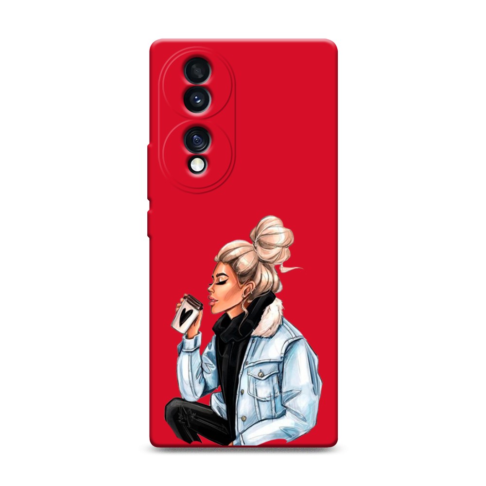 

Чехол Awog на Honor 70 "Cute girl", Бежевый;черный;голубой, 6108253-1