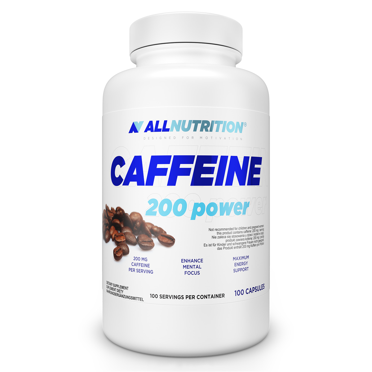 Кофеин ALLNUTRITION 200 мг, 100 капсул