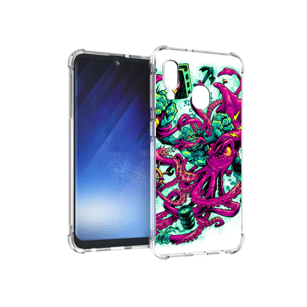 

Чехол MyPads Tocco для Samsung Galaxy A20e фиолетовый кракен (PT133424.505.657), Прозрачный, Tocco
