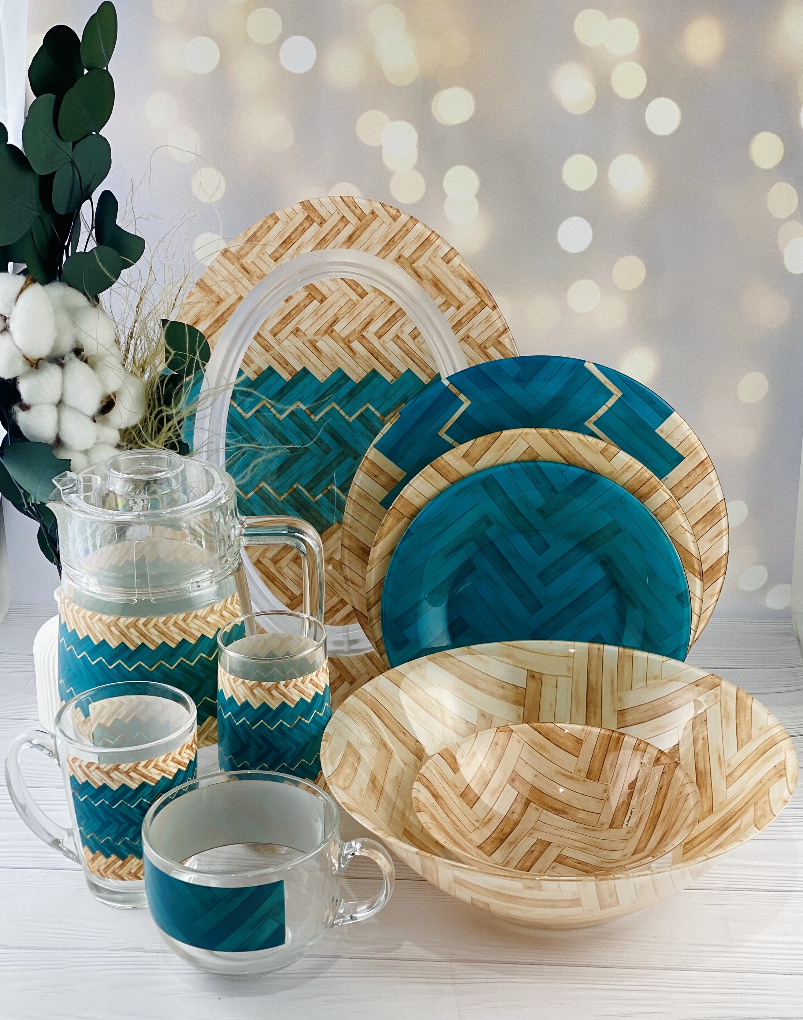 

Столовый сервиз Luminarc WOODIE TURQUOISE 46 предметов 6 персон, Зеленый