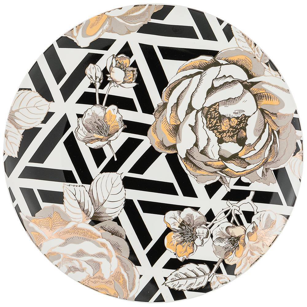 

Набор из 2 штук Тарелка обеденная Lefard Golden rose 27см, геометрия, фарфор (133-314/2), Серый