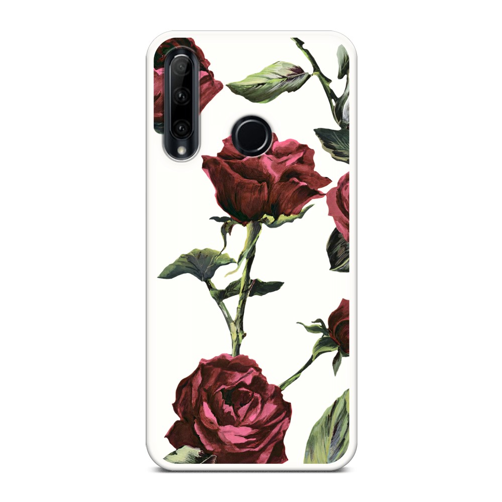 фото Чехол awog 6104157-1 для honor 10i, 20e, p smart+ 2019, 20 lite "бордовые розы фон"
