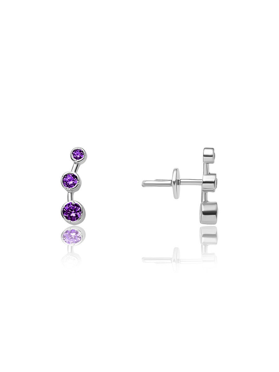 

Серьги женские из серебра TOP CRYSTAL 40255169 фиолетовый фианит, 40255169