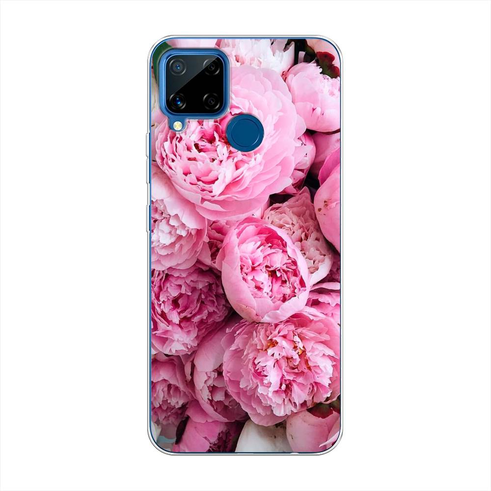 

Чехол на Oppo Realme C15 "Розовые пионы", Бежевый;розовый, 255050-2