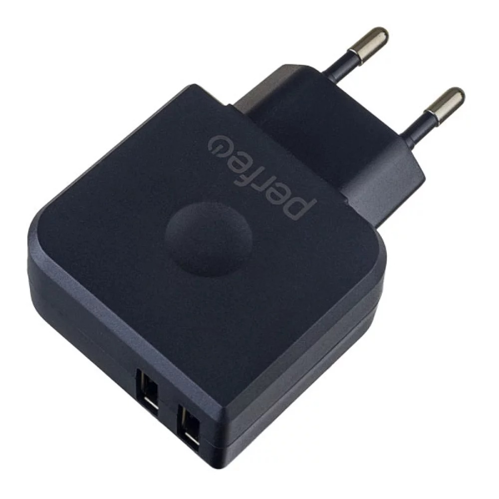 фото Сетевое зарядное устройство perfeo i4623, 2 usb, 3,4 a, black