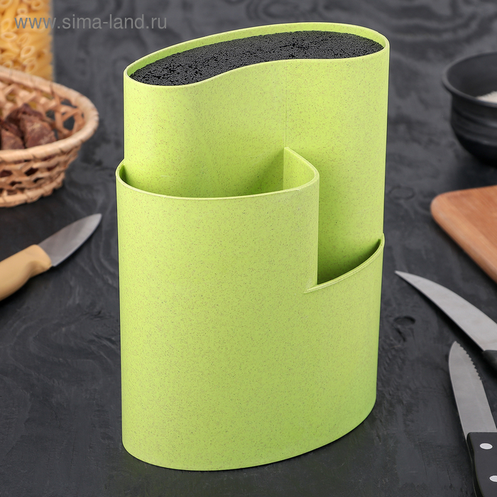 фото Подставка для ножей и столовых приборов «нежность», 18×11 см, цвет зелёный nobrand