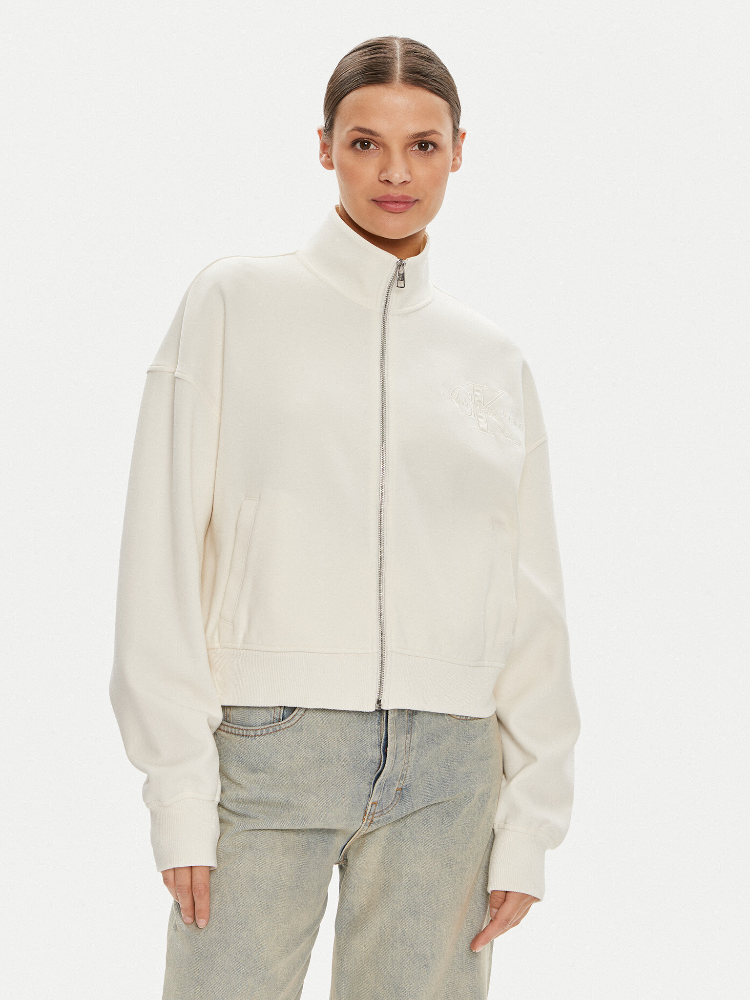 Толстовка Calvin Klein Jeans для женщин, белая-YBI, размер S, J20J223922