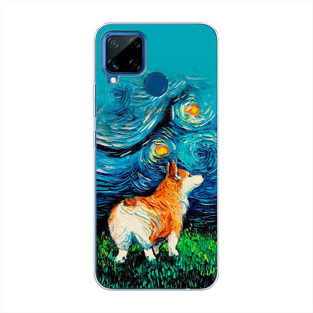 

Чехол на Oppo Realme C15 "Корги звёздная ночь", Коричневый;белый;зеленый, 255050-1
