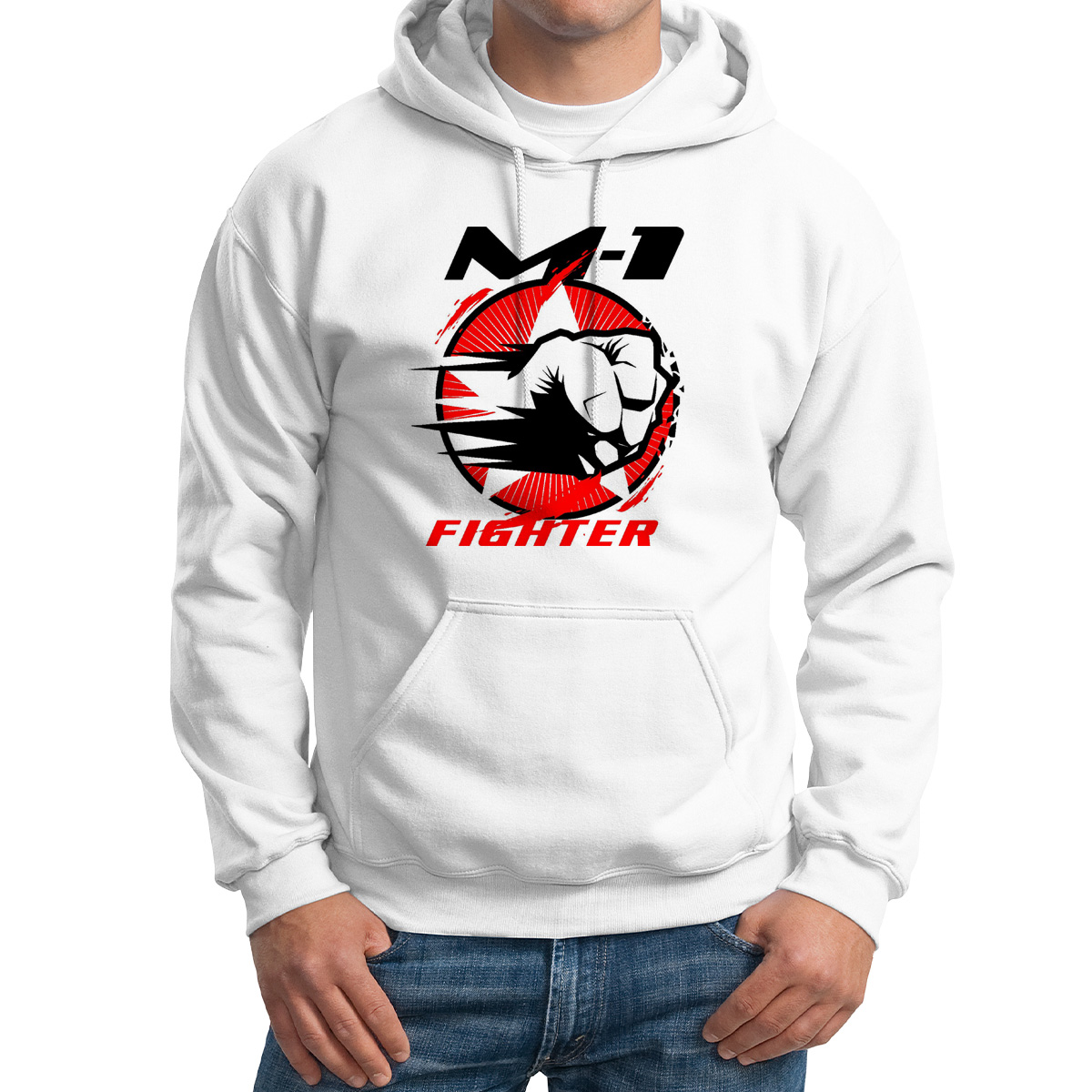 

Худи унисекс CoolPodarok М1 fighter белое 46 RU, M0113449