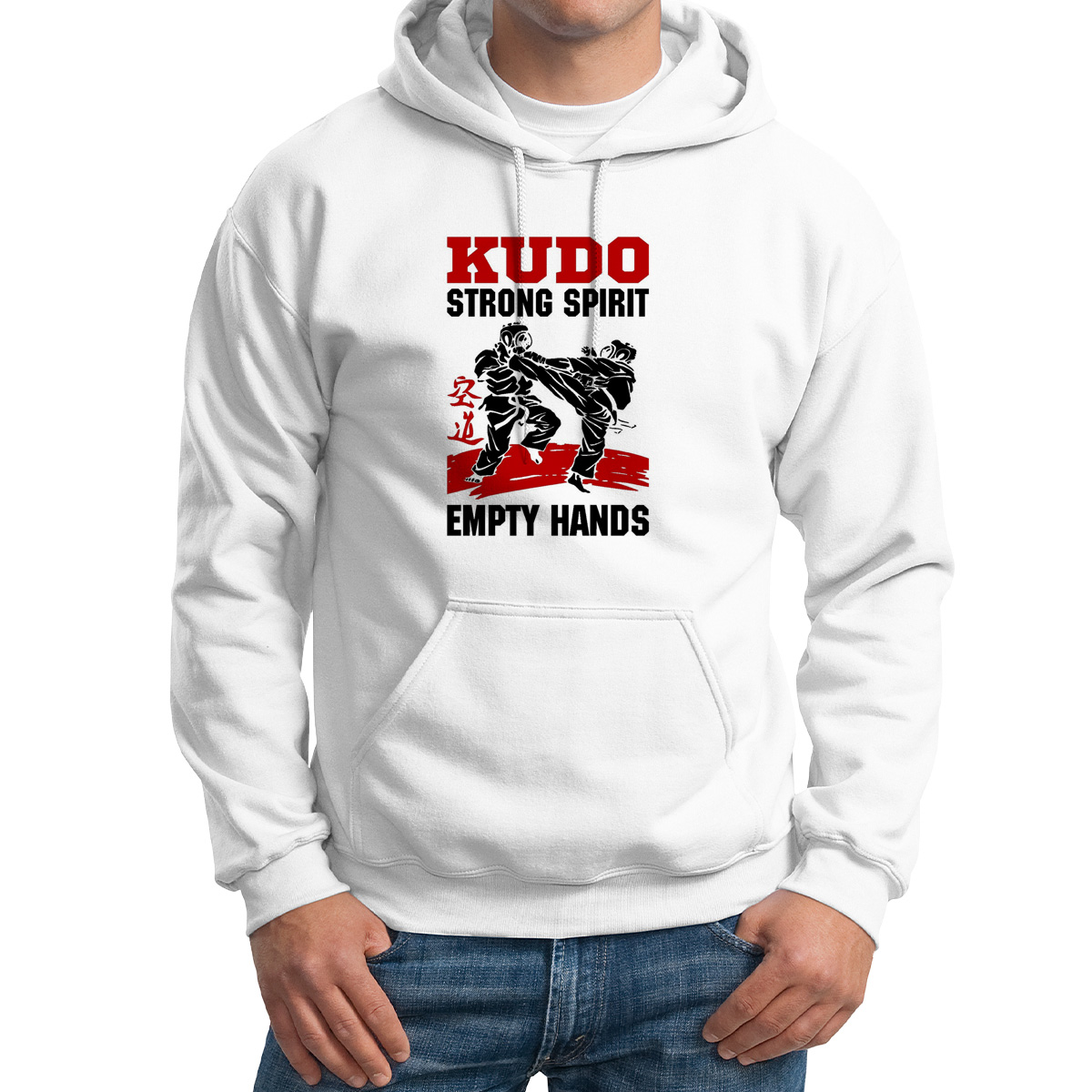 

Худи унисекс CoolPodarok Kudo strong spirit empty hands белое 46 RU, M0113447
