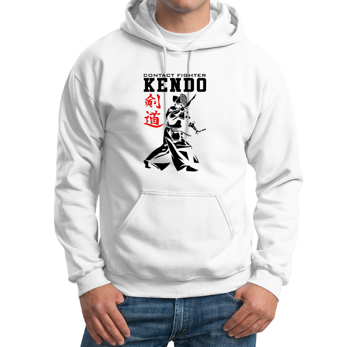 

Худи унисекс CoolPodarok Contact fighter kendo Кендо белое 46 RU, Белый, M0113442