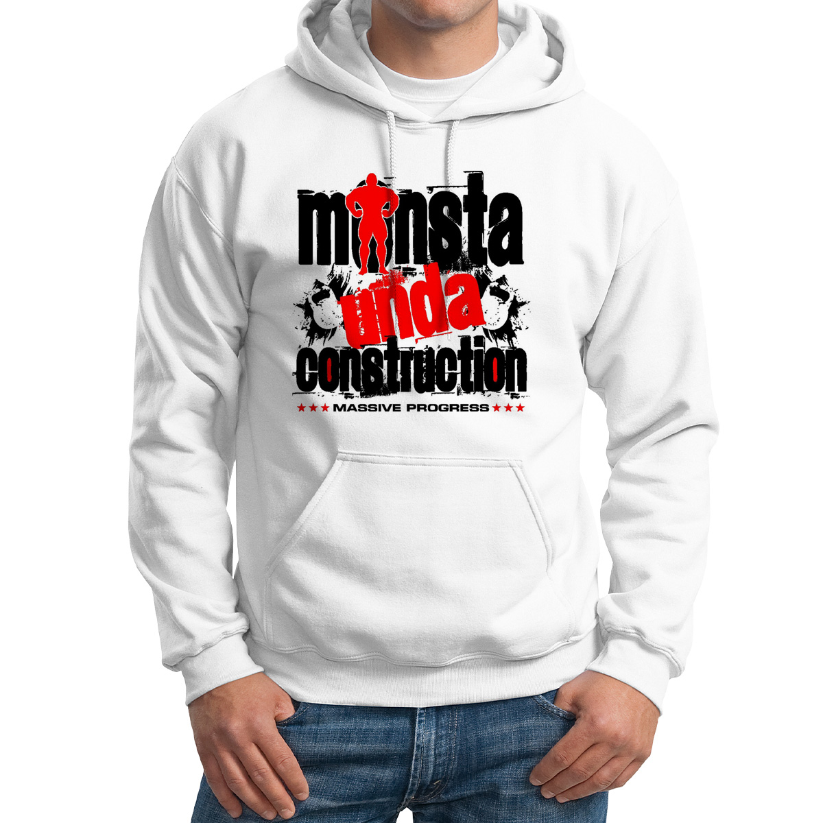 

Худи унисекс CoolPodarok Monsta unda construction белое 46 RU, Белый, M0113433