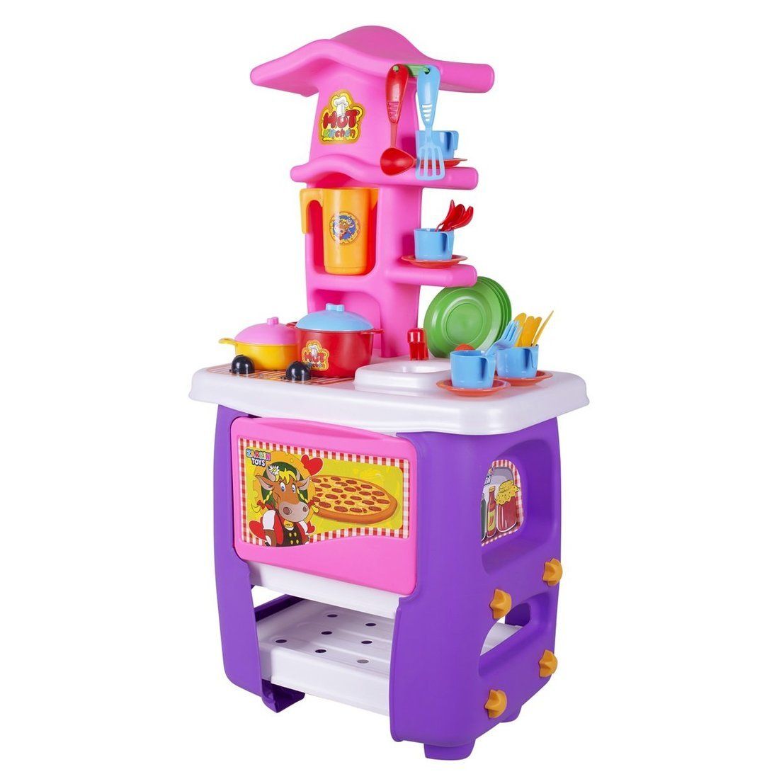 фото Кухня игровая hut kitchen с набором, 32 предм., фиолет.-розов. zarrin toys