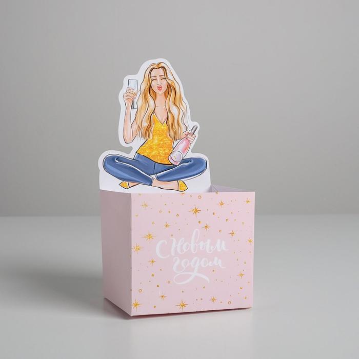 

Коробка для мини-букетов «С Новым годом», девушка, 12 х 24 х 10 см, Коллекция "Игристое настроение"