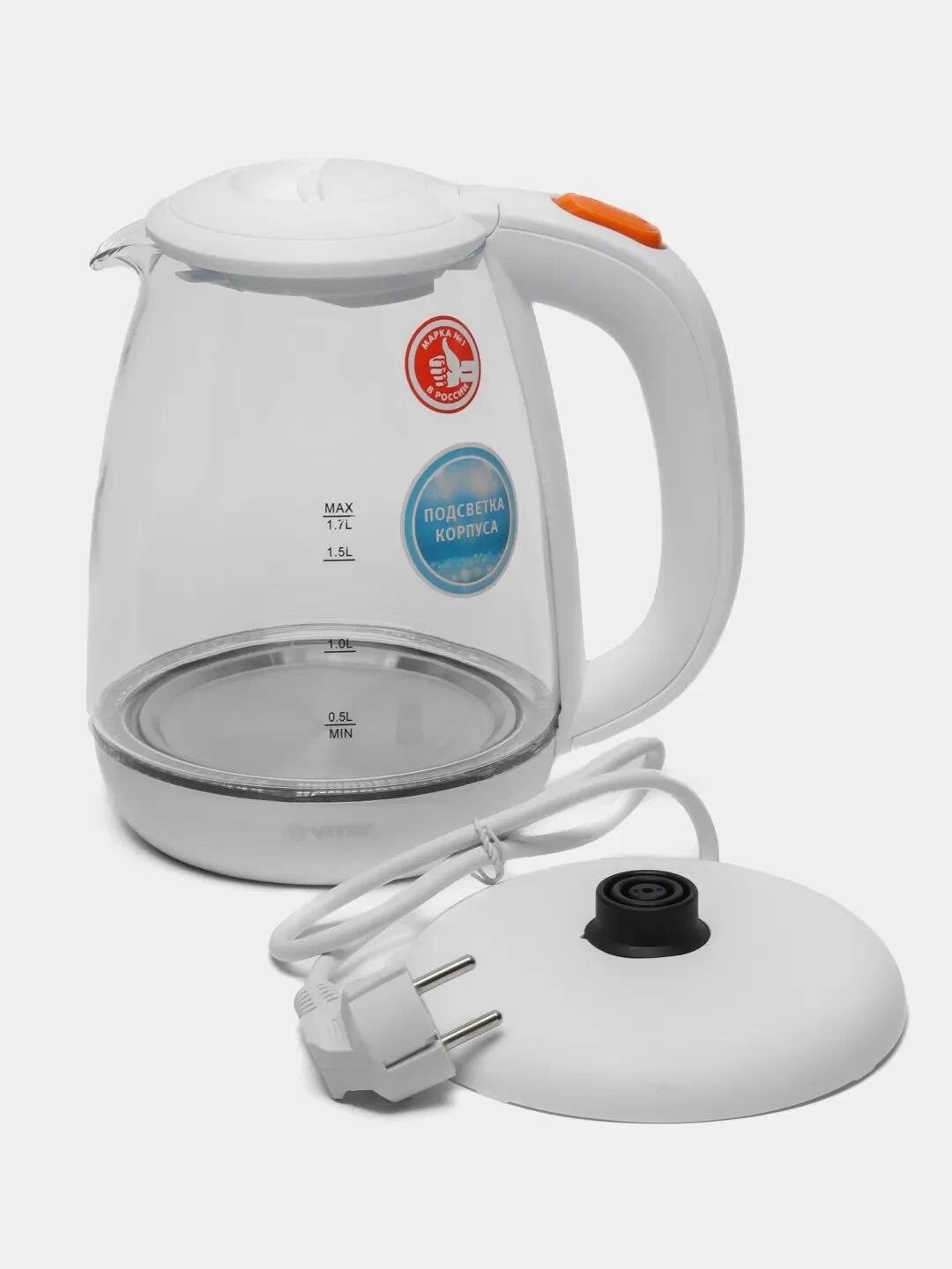 

Чайник электрический VITEK VT-1101 1.7 л белый, оранжевый, VT-1101