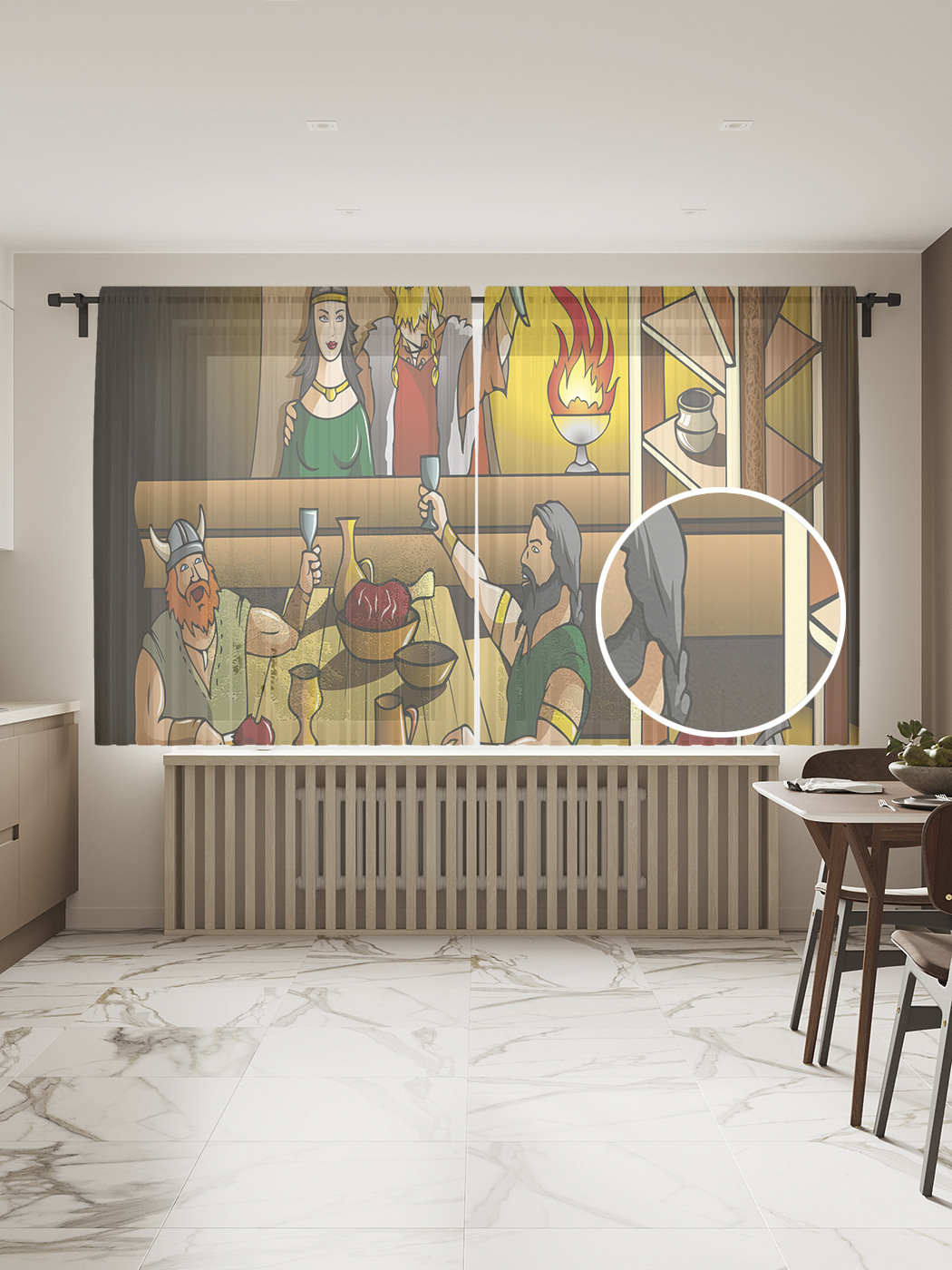 

Фототюль JoyArty "Гуляние в средневековье", 145x180см (2 полотна с лентой + 50 крючков), Гуляние в средневековье