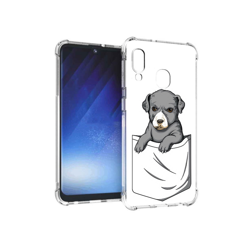 

Чехол MyPads Tocco для Samsung Galaxy A20e собачка в кармане (PT133424.505.611), Прозрачный, Tocco