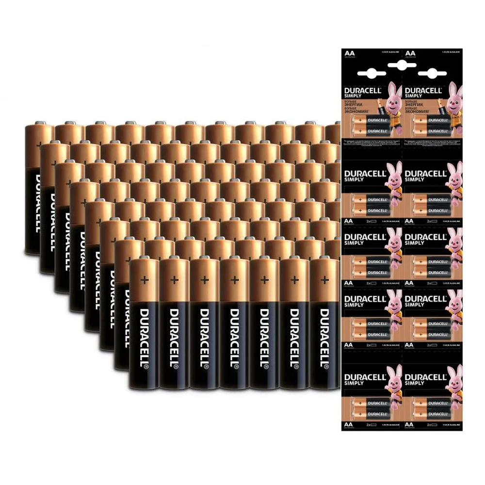

Набор батареек Duracell Simply AA (LR6) Large Pack (4х20), 80 шт, LR6/MN1500