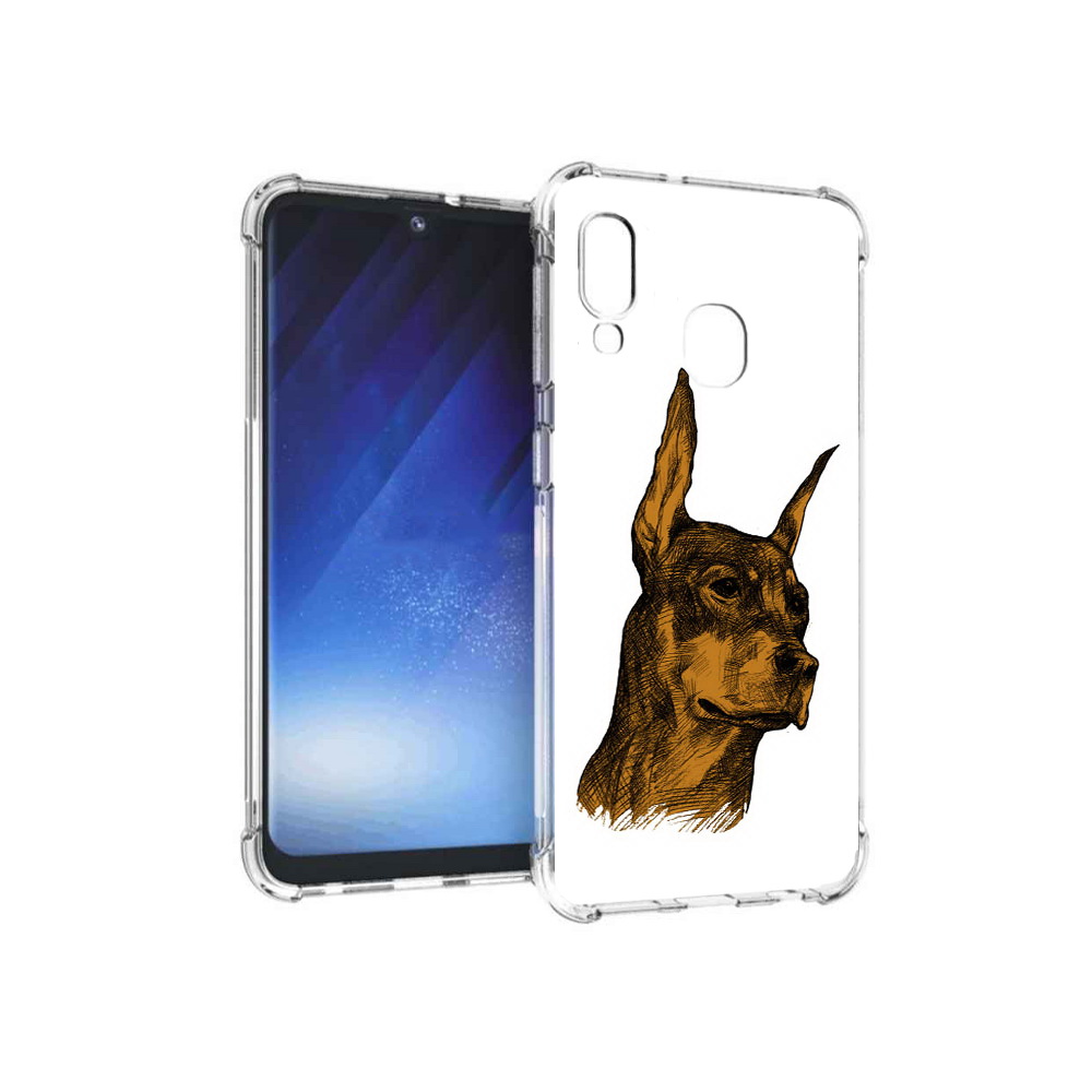 

Чехол MyPads Tocco для Samsung Galaxy A20e скетч доберман (PT133424.505.605), Прозрачный, Tocco