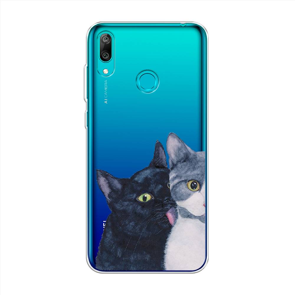 

Чехол Awog на Huawei Y7 2019 "Кошачья любовь", Синий, 68450-1