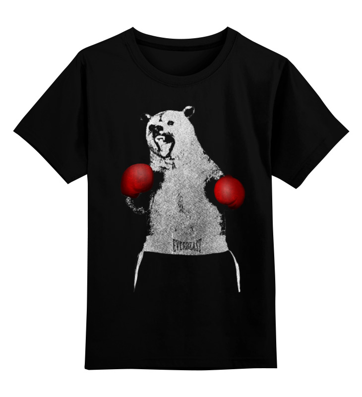 Купить 0000000788033, Детская футболка Printio Медведь боксер цв.черный р.104,