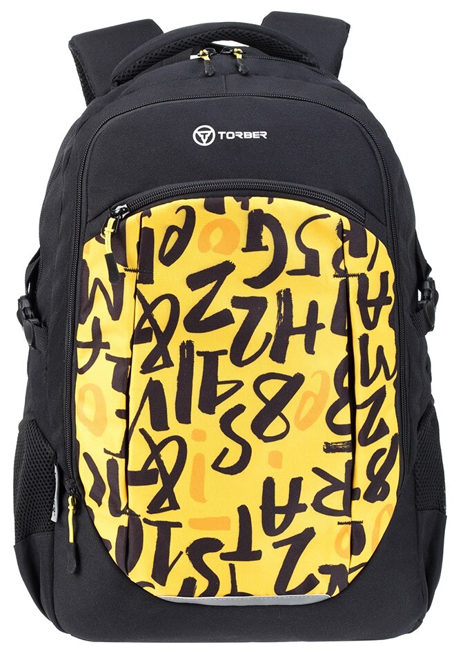 Рюкзак Torber Class X, черно-желтый с принтом 