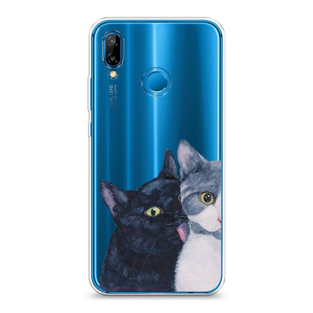 

Чехол Awog на Huawei Nova 3E "Кошачья любовь", Синий, 65650-1