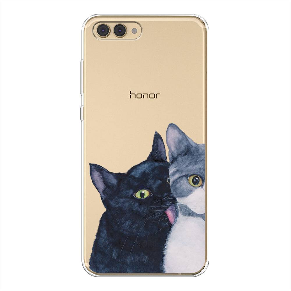 

Чехол Awog на Honor V10 (View 10) "Кошачья любовь", Синий, 65150-1