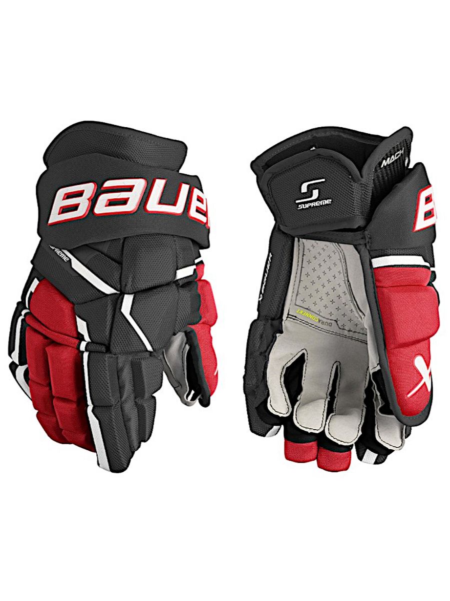 Перчатки хоккейные BAUER Supreme Mach S23 INT 1061899 (12 / черный-красный)
