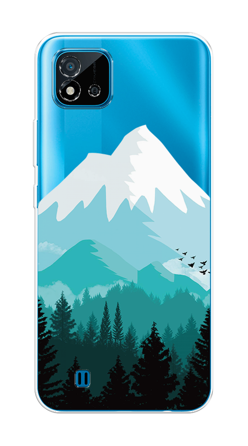 

Чехол на Oppo Realme C20 "Синяя снежная гора", Белый;голубой, 254850-2
