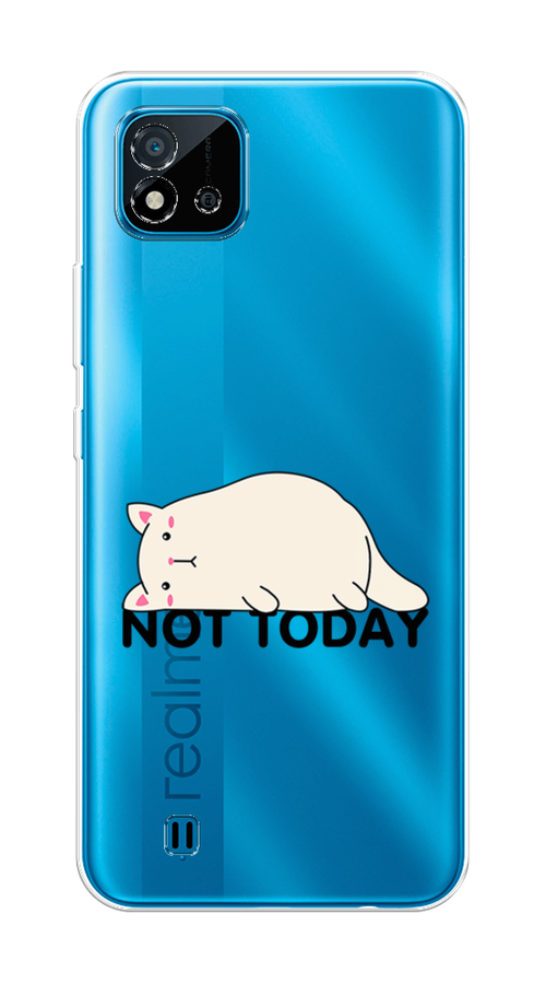 

Чехол на Oppo Realme C20 "Cat not today", Белый;розовый;черный, 254850-1