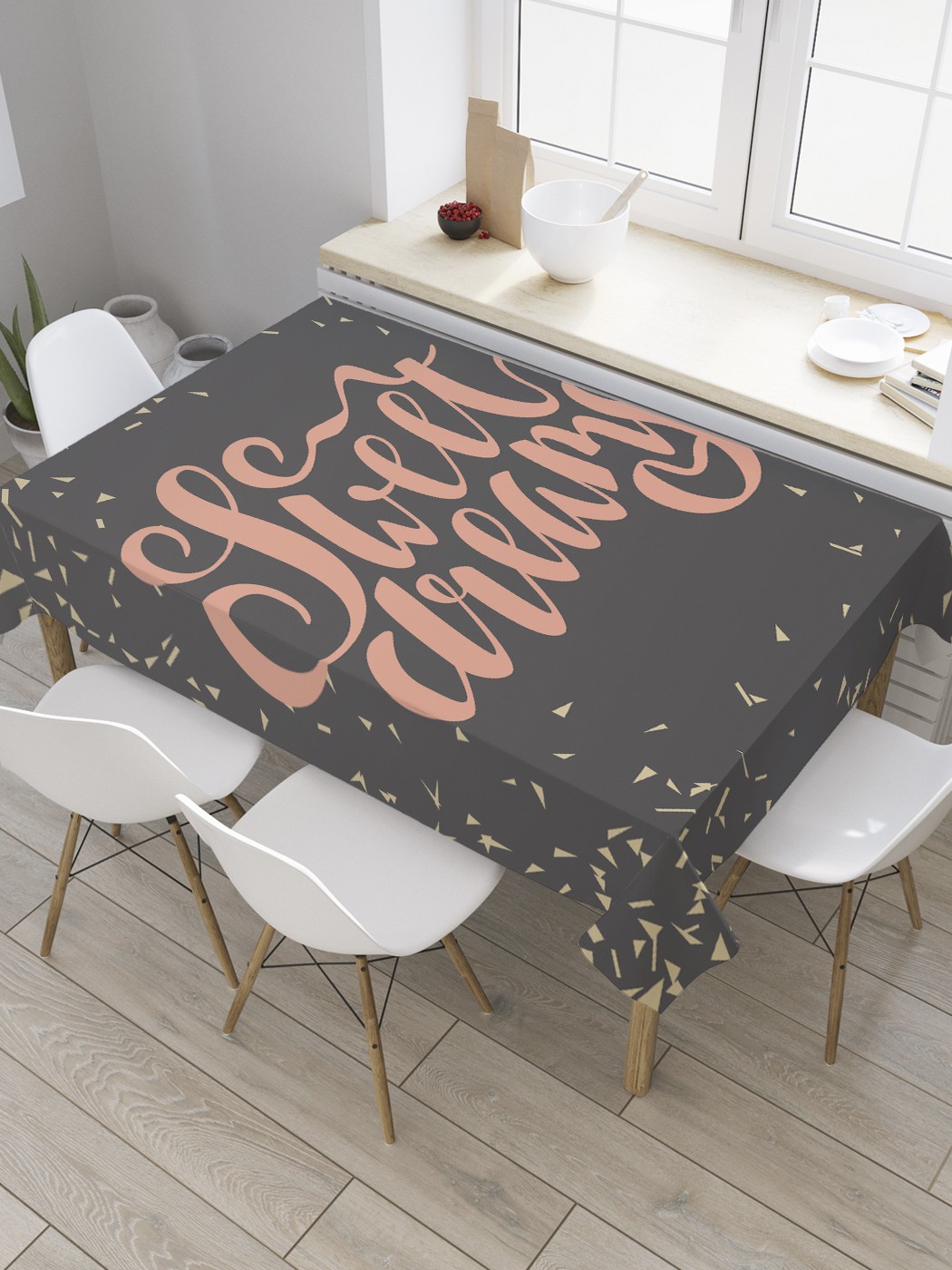 

Скатерть прямоугольная JoyArty "Сладкие мечтания" из сатена, 120x145 см, Оранжевый, Сладкие мечтания