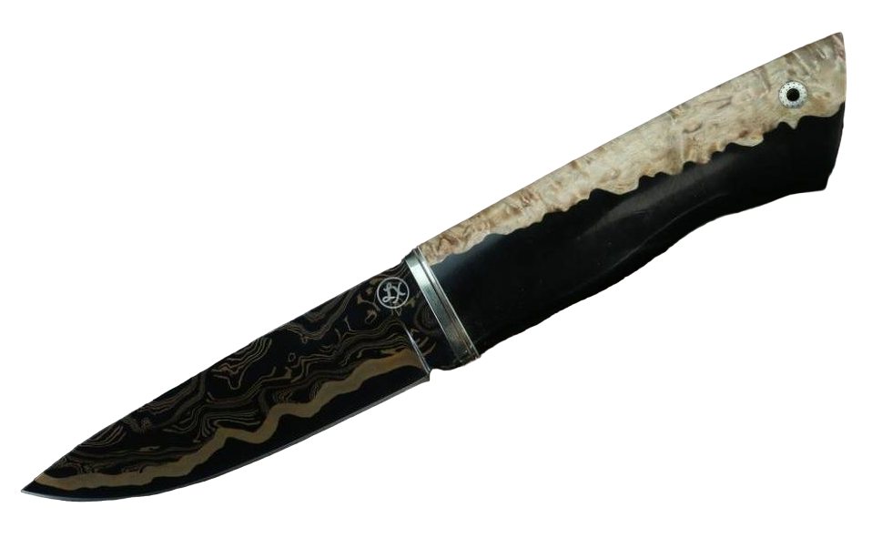 

Нож Lemax Засапожный (вороненый ламинат, мельхиор, композит-акрил), Черный