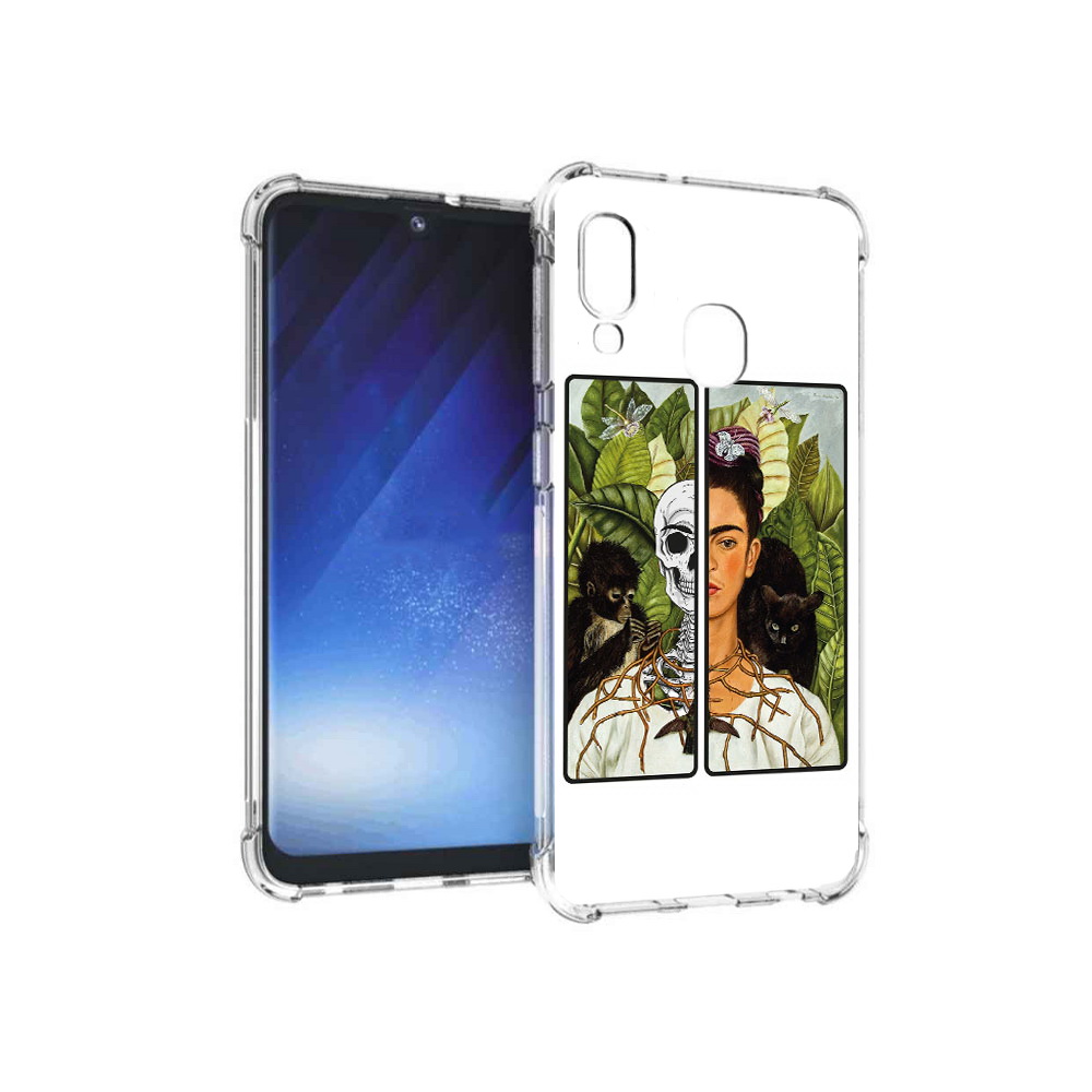 

Чехол MyPads Tocco для Samsung Galaxy A20e сдвоенная картинка девушка скелет, Прозрачный, Tocco