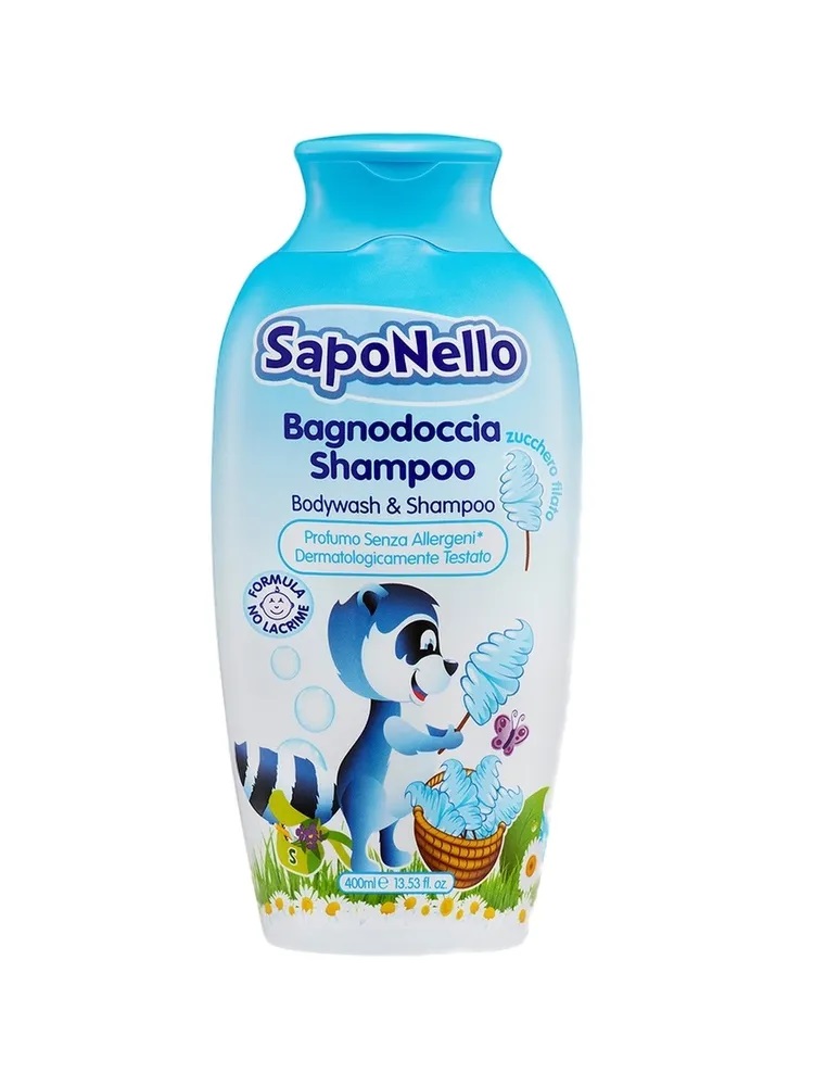 Гель-шампунь для купания Saponello детский с ароматом сахарной ваты 400мл