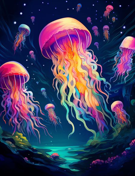 

Алмазная мозаика на подрамнике Светящиеся медузы, 50x40 см 50 цветов, 65511, ПРА-397