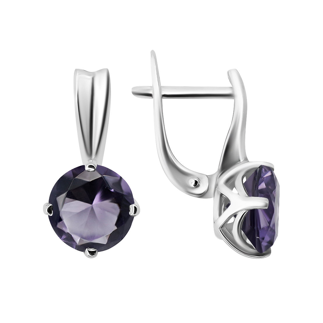 

Серьги из серебра ЯХОНТ Золотой 2702814, аметист искусственный, 2702814
