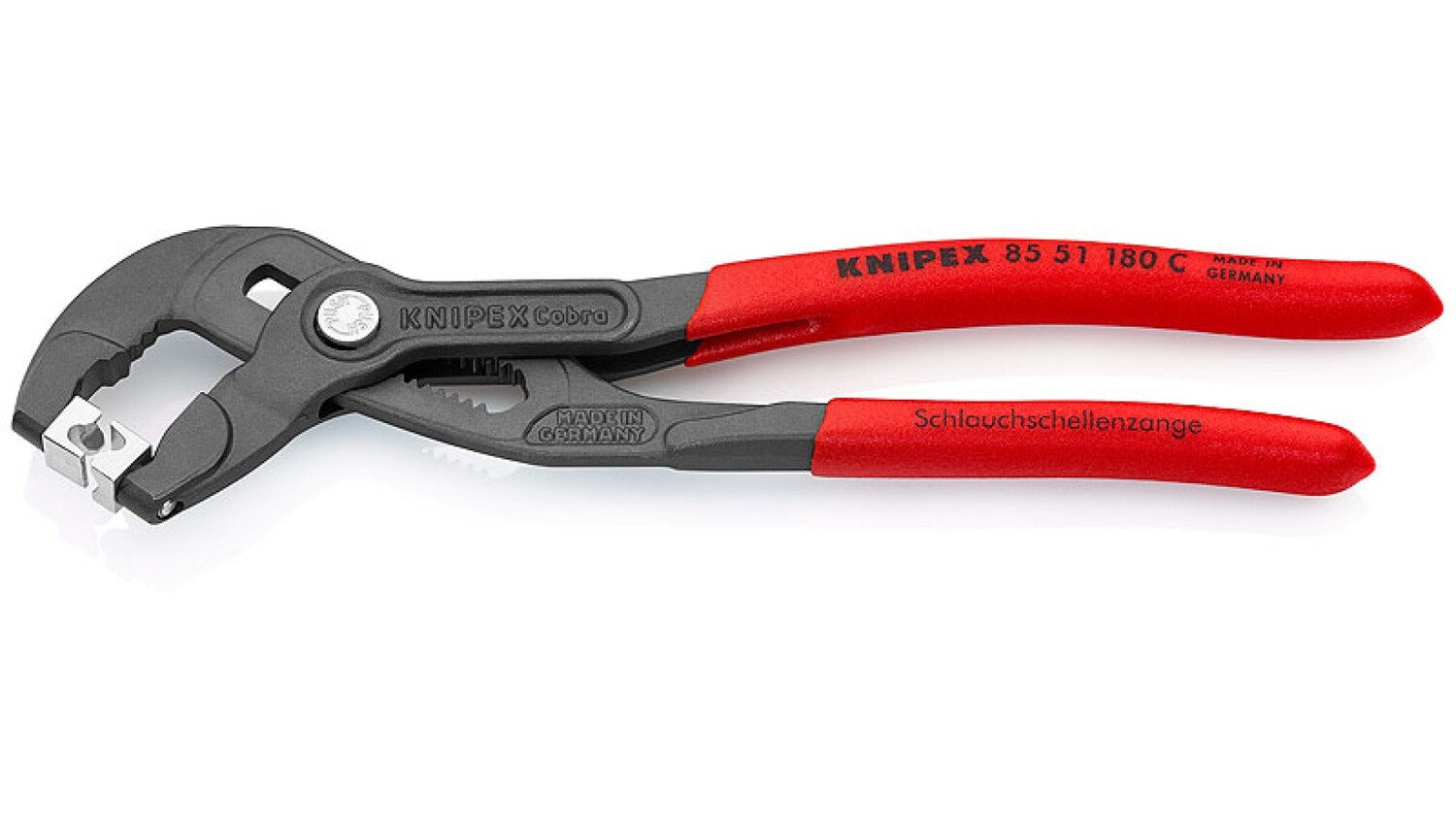 

Щипцы Knipex для хомутов с защёлкой, 180 мм, узкая голова, для труднодоступных мест, KN-8551180C