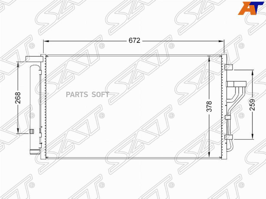 

SAT ST-HY14-394-B0 Радиатор кондиционера HYUNDAI IX35/KIA SPORTAGE 10- 1шт