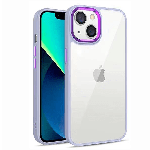 

Чехол iPhone 14 цветной бампер, фиолетовый, Прозрачный;фиолетовый, Чехол iPhone 14 цветной бампер, фиолетовый