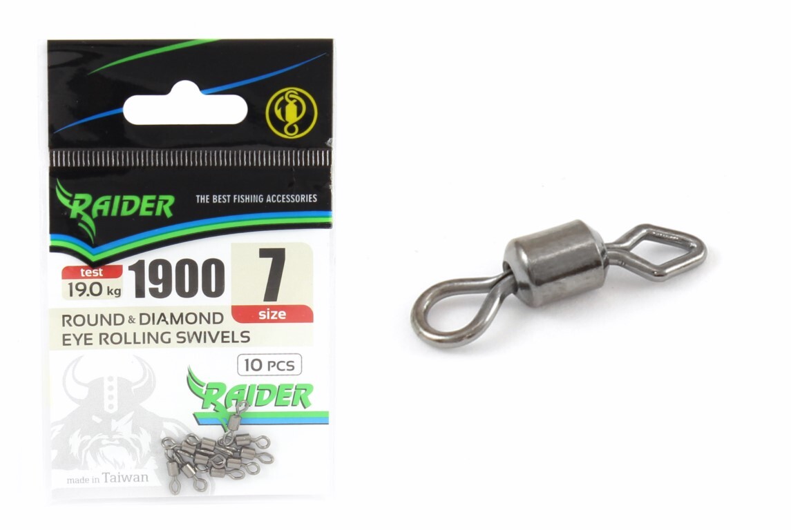 Вертлюг RAIDER ROUND AND DIAMOND EYE ROLLING SWIVELS (уп.10шт) №7 (test 19.0кг)