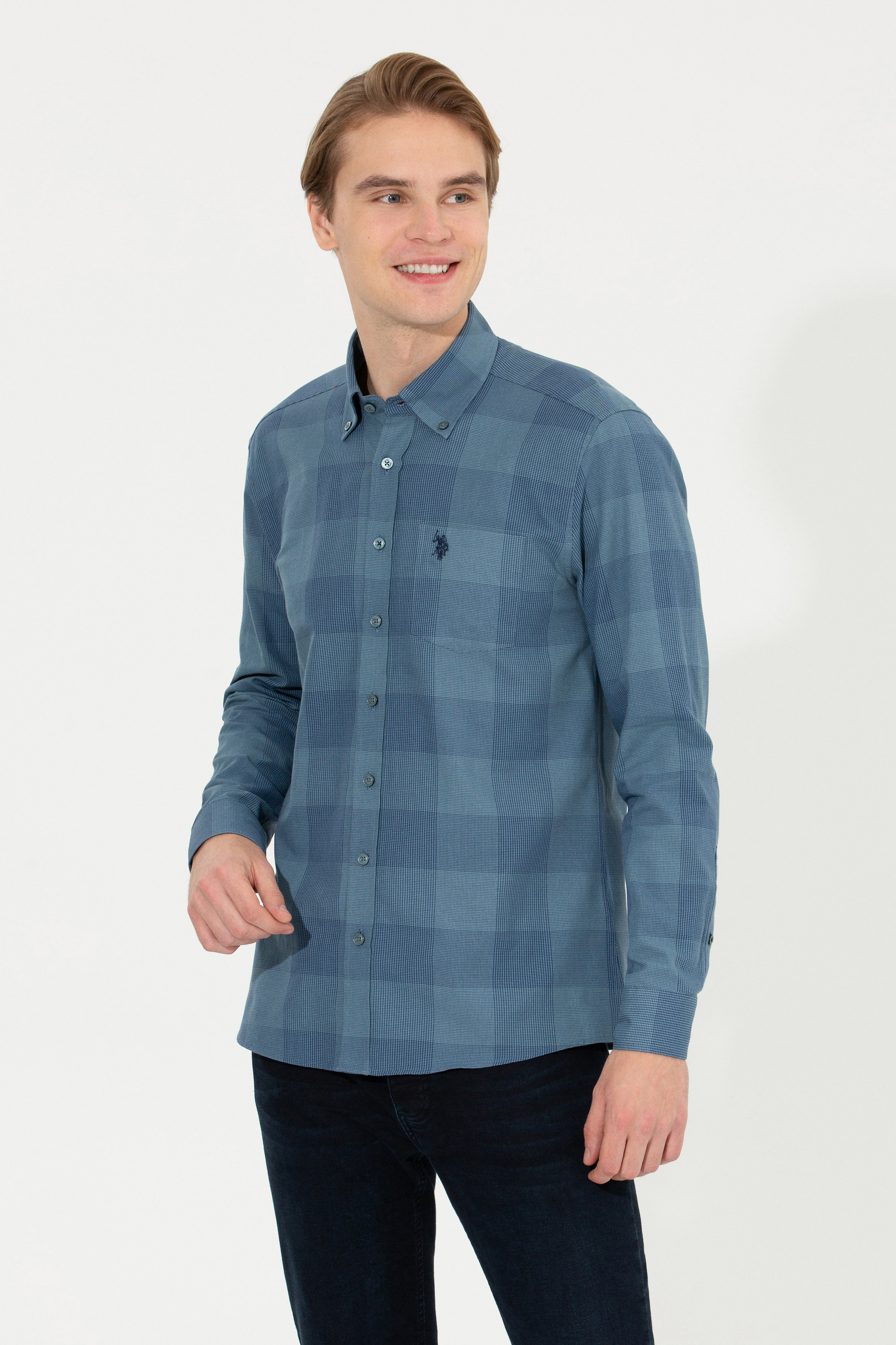 

Рубашка мужская U.S. POLO Assn. G081GL0040MELCHINA синяя S, Синий, G081GL0040MELCHINA
