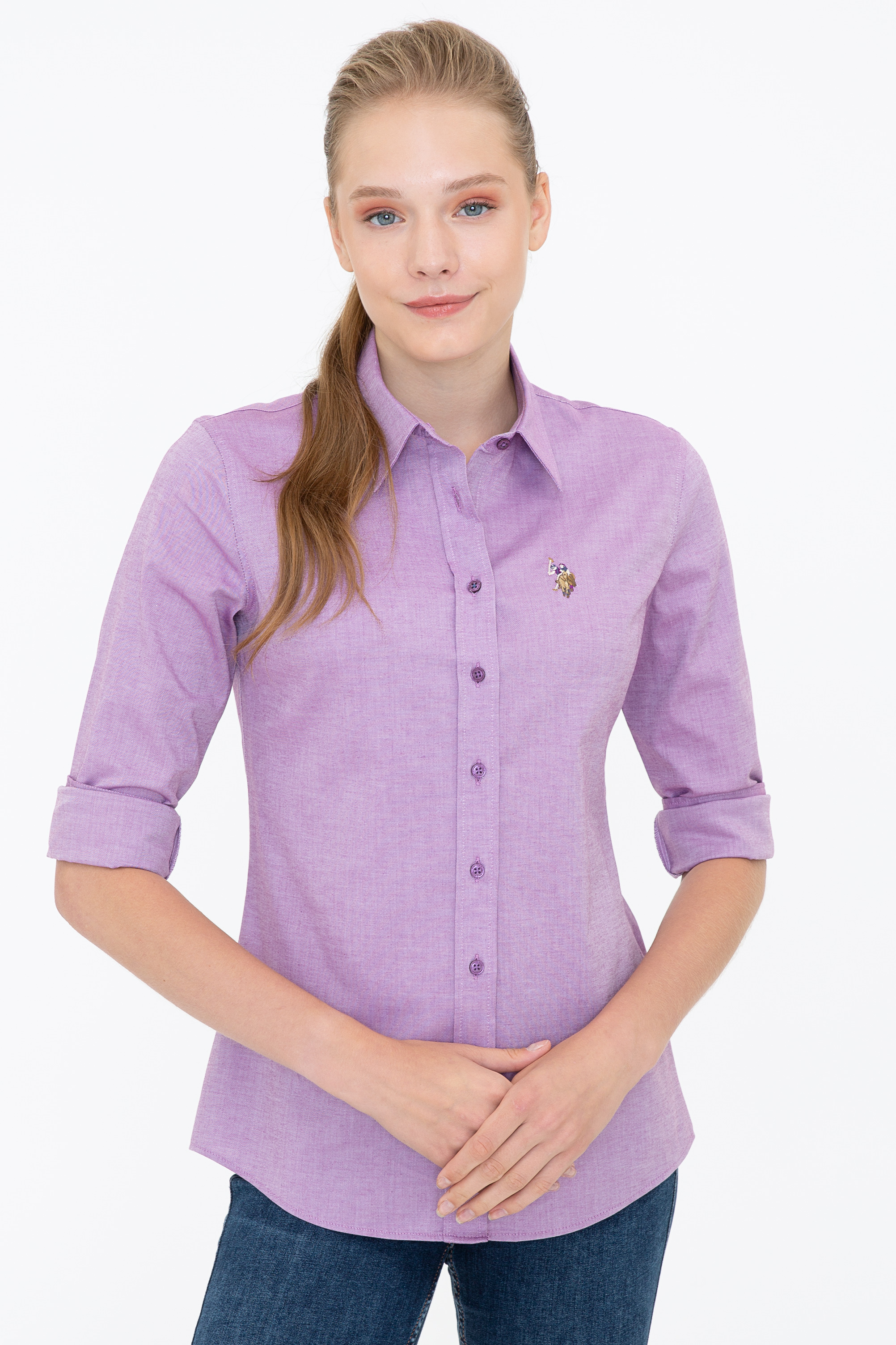 Рубашка женская U.S. POLO Assn. G082SZ0040CRISCOLOR021K фиолетовая 34