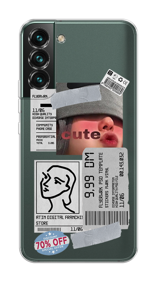 

Чехол на Samsung Galaxy S22 "Cute girl collage", Розовый;серый;голубой, 2103850-6